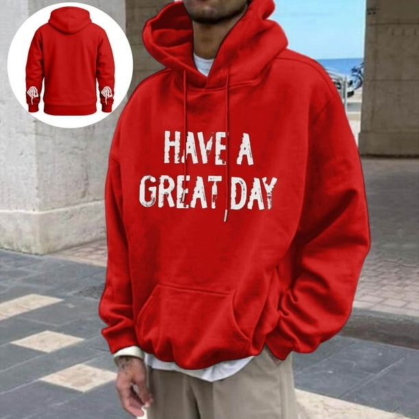 MHFRRA Sudadera con Capucha Gráfica Divertida, Informal, Cómoda y con Estampado de Letras para Uso Diario y Actividades Al Aire Libre Rojo