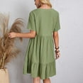 thumbnail image 7 of QLEICOM Women's 2023 Summer Dress Casual V-Neck Pleated High Waist Lace Dress A-Line Pleated Hem Swing Midi Sun Dress Green 3XL, US Size:14, 7 of 7