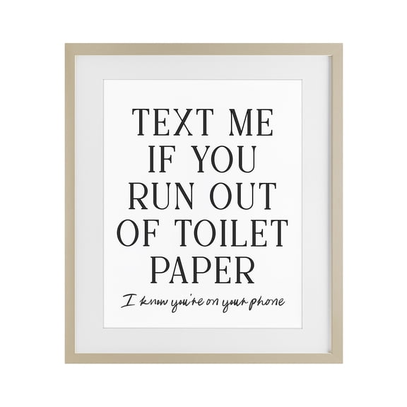 Stupell Industries Funny Bathroom Texting Birch Framed Print Under Glass, design by Lettered and Lined