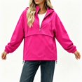 thumbnail image 4 of Dpjklzsn Women's Waterproof Half Zip Hooded Pullover Jacket, Lightweight Anorak with Pockets for Hiking Travel, 4 of 8