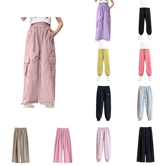 Antinious Toddler Girls Winter Sweatpants,Casual Long Jogger Pants for Boys Girls,Fashionable Girls Elastic Waisted Work Pants Casual Loose Pants Pants,Pink,120