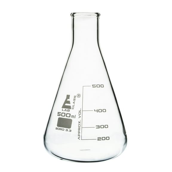 Eisco Labs Narrow Mouth Erlenmeyer (Conical) Flask, Borosilicate, 500mL