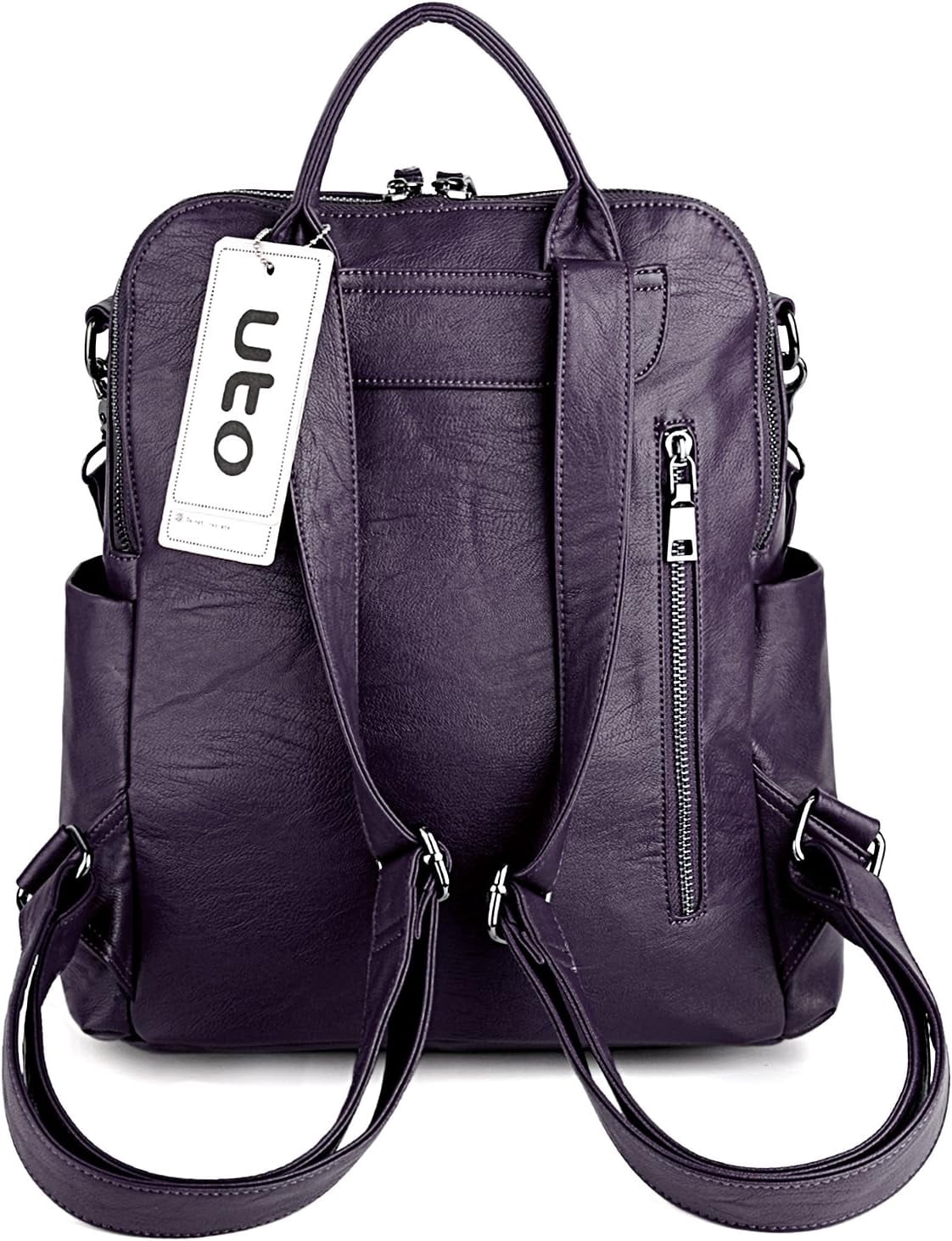 Women Backpack Purse 3 ways PU Washed Leather Ladies 