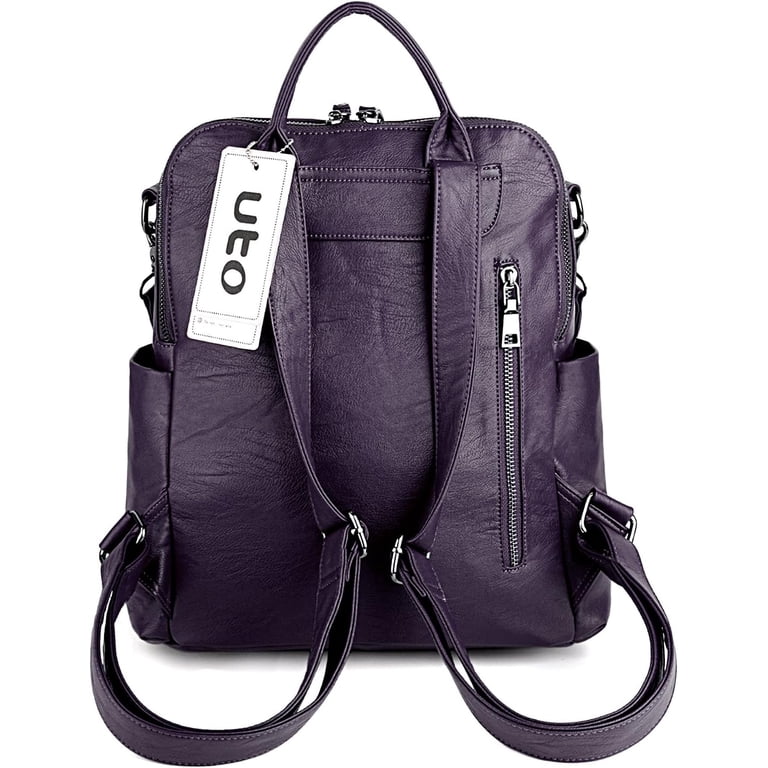 Women Backpack Purse 3 ways PU Washed Leather Ladies 