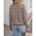 thumbnail image 4 of CHICME Striped Cardigan Sweaters for Women Crew Neck Long Sleeve Button Down Lightweight Fall Knit Sweater Khaki-XL, 4 of 9