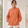 thumbnail image 4 of Mockneck Sweatshirt Women Oversized Turtleneck Long Sleeve Pocket Mock Neck Sweatshirt Crewneck Long Sleeve Top, 380, 4 of 7