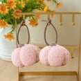 thumbnail image 5 of Loyerfyivos Fall Pumpkin Hanging Ornaments Mini Plush Fluffy Pumpkin Pendant Decorations Fabric Pumpkins Tree Crafts for Thanksgiving Farmhouse Harvest Autumn Home Party Decor (Pink), 5 of 6