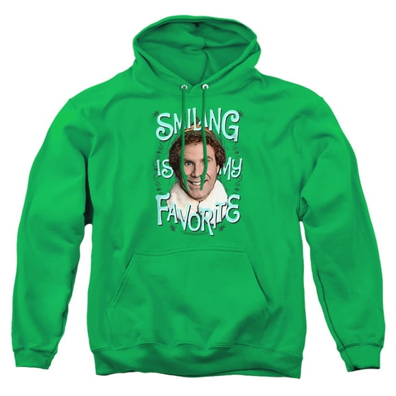 Elf Smiling Adult Pull-Over Hoodie, Kelly Green, Medium