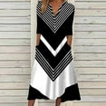 thumbnail image 2 of DPTALR Robes à Manches Courtes Col en V pour Femmes, Jupes Longues Décontractées Rétro Mignonnes pour l'Été, 2 of 4