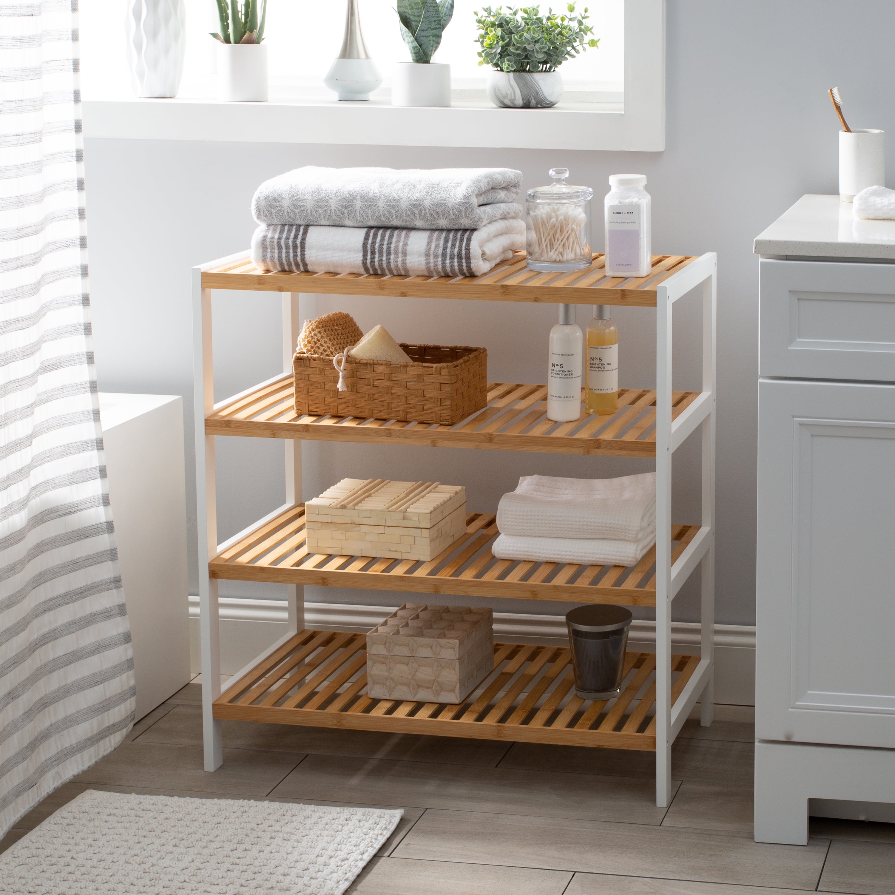 Organize It All 4 Tier Sonora Bamboo Freestanding Storage Shelf Unit