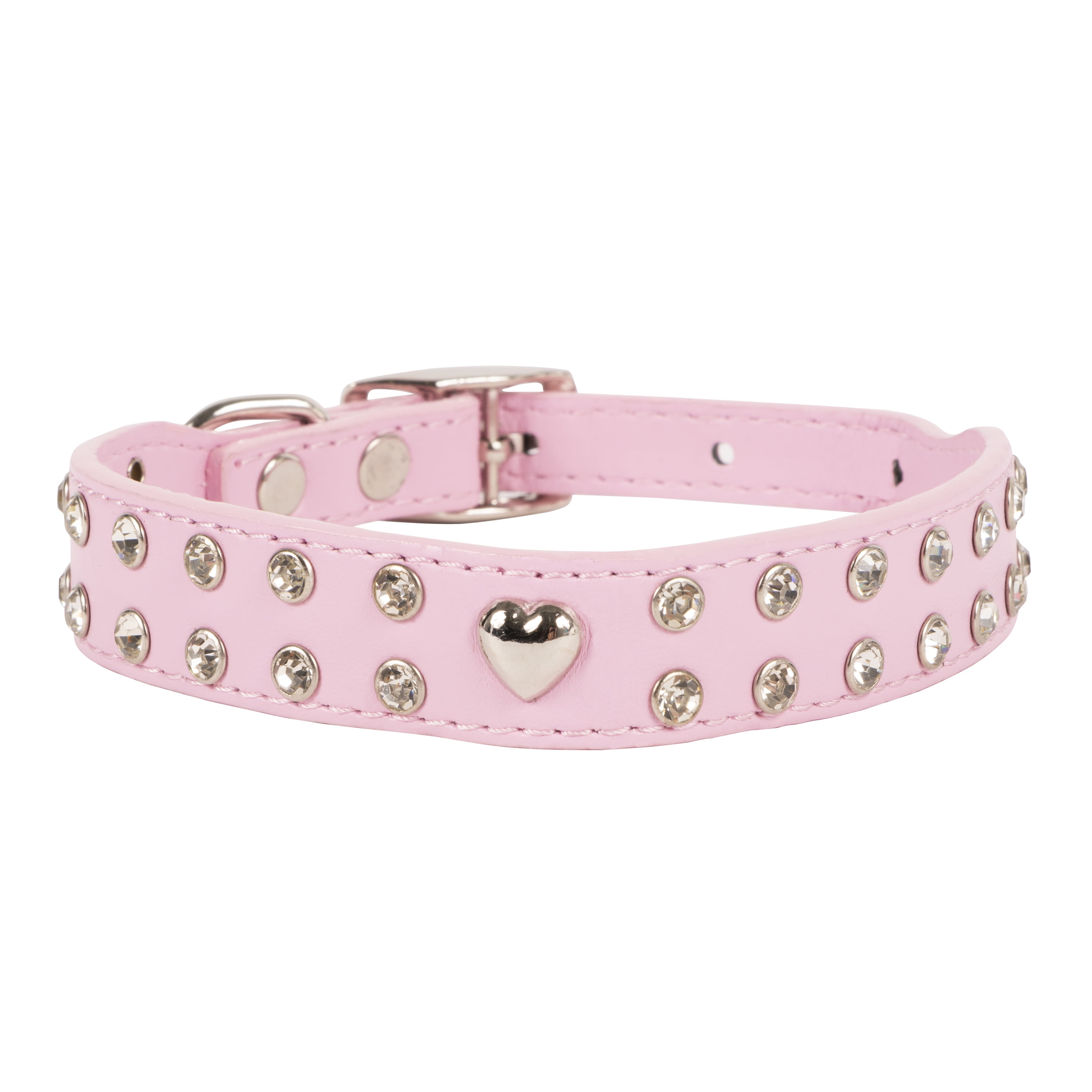 Dog Collar PU Leather Studded Pink Black Puppy Cute Bling X-Small Tiny Puppies 