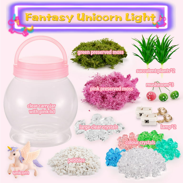 SUNNYPIG DIY Light-up Kit for Kids with Mermaid Toys, Mermaid Gifts for  Girls, Magical Mini Fairy Garden in a Jar with LED Light, Christmas and