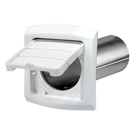 Vent Pipe Caps - Dryer Vent Hood - Hinged and Louvered Cap with Aluminum Pipe - 4-inch, White