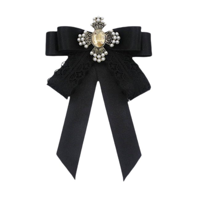 Corbata con broche de lazo de cinta, lazo preanudado, corbata ligera con lazo para camisa. Negro