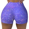 thumbnail image 2 of Daiia Purple Glitter Pattern Women's Workout Shorts Biker Shorts - High Waisted Workout Spandex Tummy Control Gym Running Yoga Shorts-Medium, 2 of 8