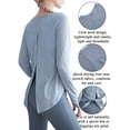 thumbnail image 3 of LELINTA Womens Blouses & Shirts Women Quick Dry Slim Fit Sports Yoga T-Shirts Tops Active Wear, Black/ Blue, S-XL, 3 of 6