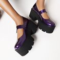 thumbnail image 5 of Elegantes zapatos de cuero para mujer Estilo británico Hebilla de cinturón Estudiante Cómodo Usable Casual Tacones altos gruesos Sandalias con correa de tobillo de color sólido Wmkox8yii  ghj2548, 5 of 5