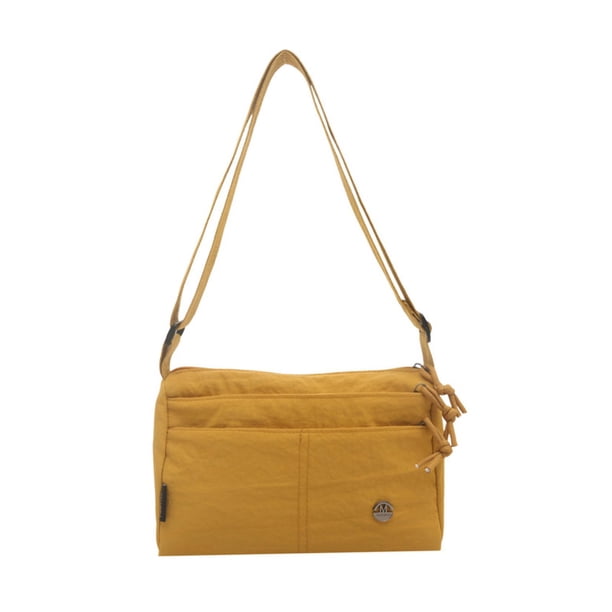 Bolso bandolera para mujer con múltiples bolsillos, bolso de hombro vaquero moderno para viajes y acampadas. Amarillo