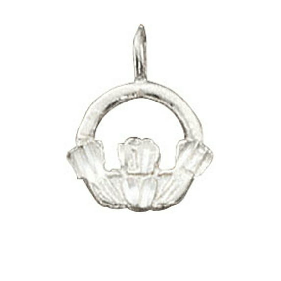 Sterling Silver 24" Unisex 1.5mm Box Chain Small Claddagh Pendant Necklace