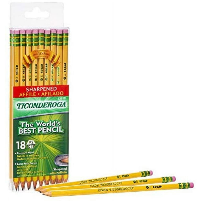 Ticonderoga X13910 Striped Wood-Cased Pencils, 2 HB Soft, Pre-Sharpened, 10  Count, Assorted Colors
