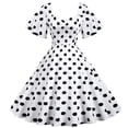 thumbnail image 1 of Generic C Women's Dress Retro New Travel Style Annual Meeting Skirt Wave Swing Short Sleeve Polka-Dot Mid-Length Large Swing Skirt, 1 of 1