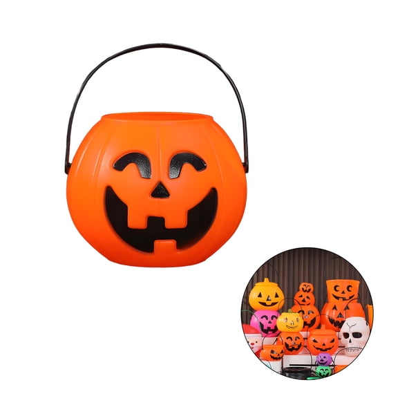 BESTSKY Plastic Pumpkin Bucket,Halloween Pumpkin Bucket Halloween Basket,Trick-Or-Treat Essential Plastic Pumpkins,Style1