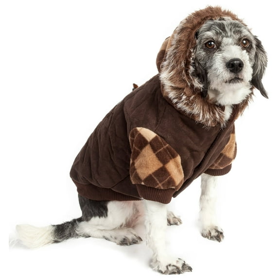 Pet Life ® 'Aygyle Style' 3M Insulated Designer Patterned Suede Dog Coat w/ Removable Hood