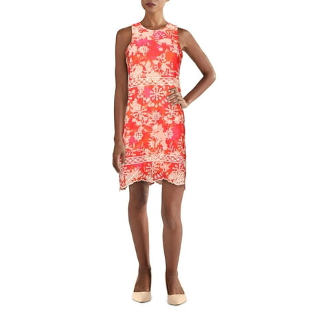 Calvin Klein Womens Eyelet Embroidered Shift Dress Red 2P