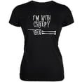 thumbnail image 1 of Halloween I'm With Creepy Black Juniors Soft T-Shirt, 1 of 1