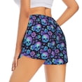 thumbnail image 3 of Bixox Women's blue daisy Skull flower pattern 2 in 1 Running Shorts - Lightweight Athletic Workout Gym Yoga Shorts Liner with Pockets - Medium, 3 of 5