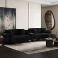 thumbnail image 5 of Rophefx 128" Velvet U Shaped Sectional Sofa with Storage Console, Cup Holders and USB Port, Oversized Modular Deep Seat Cloud Couch with Ottoman for Living Room,Black, 5 of 8