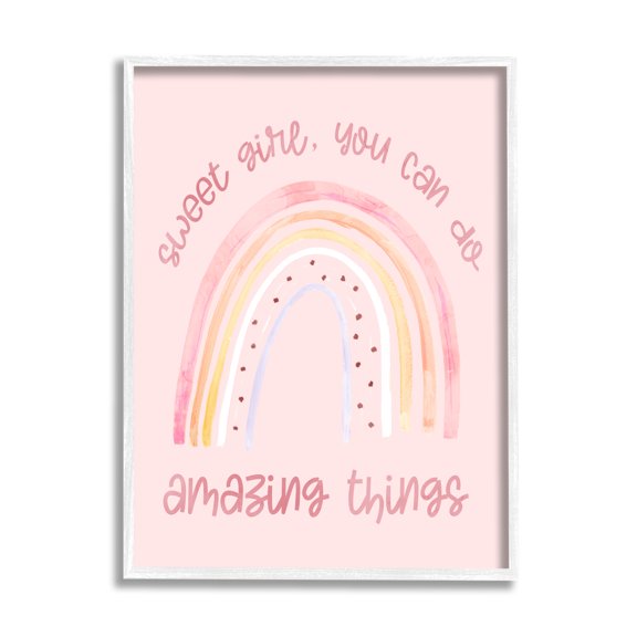 Stupell Industries Sweet Girl Amazing Things Phrase Pink Spotted Rainbow, 24 x 30, Designed by Daphne Polselli