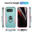 thumbnail image 2 of Case for Google Pixel 9A with Rugged Rotated Ring Holder Stand, Military Grade Heavy Duty Cover Support Magnetic Car Mount Shockproof Protective Case for Google Pixel 9A, Green/Pink, 2 of 10