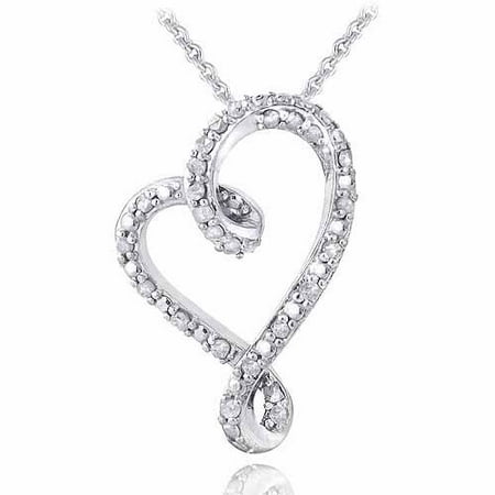 1/4 Carat T.W. Diamond Sterling Silver Ribbon Heart Slide Necklace