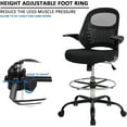 thumbnail image 3 of HYLONE Drafting Chair with Flip-Up Arms, Adjustable Height & Lumbar Support Tall Office Chair for Standing Desk, Ergonomic Drafting Stool Chair (Black), 3 of 8