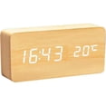 thumbnail image 1 of ZHAOCHENG Reloj digital de madera: despertador LED multifuncional con pantalla y control de hora y temperatura para viajes en casa, 1 of 5