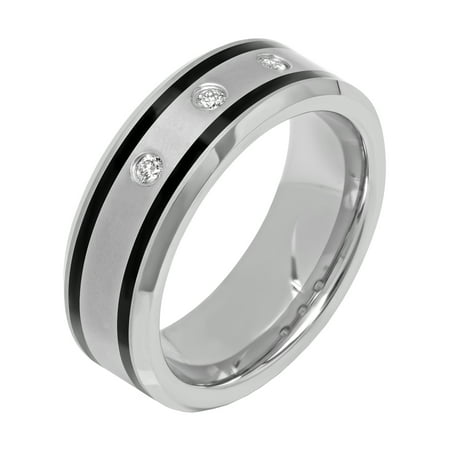 Men's Tungsten and Black Resin Ring with .10ctw Diamond Accents, 8mm