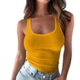 thumbnail image 2 of UPPADA Women's Scoop Neck Ribbed Tank Tops Workout Sleeveless Shirts Summer Casual Flowy Fitted Cami Shirt,Tank Tops for Women Orange,XXL, 2 of 6