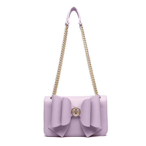LIKE DREAMS Petal Bowtie Vegan Leather Dual Crossbody Bag with Adjustable Straps -Lilac