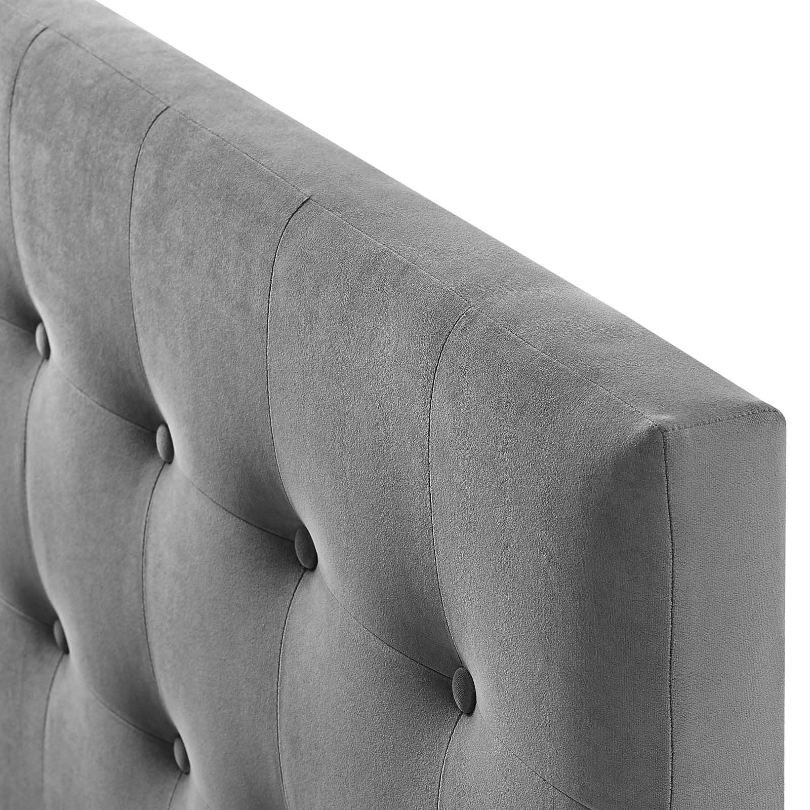 Contemporary Modern Urban Designer Bedroom King Size Tufted Headboard, Velvet Fabric, Grey Gray