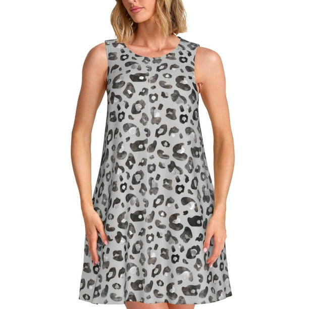 Balery Wild Animal Leopard Print Vestidos de verano para mujer con estampado: vestido holgado sin mangas, vestido playero informal y cómodo para días calurosos.