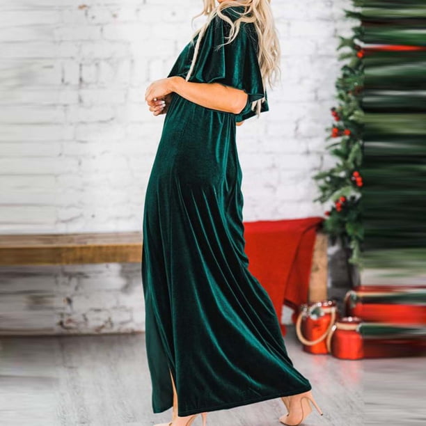 VERUGU Casual Work Dress for Women Short Sleeve Workwear Business Maxi Dress  Elegant Velvet Long Dress for Office Formal Dress Green XL - Walmart  Business Supplies