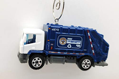 Garbage Trash Truck Car Custom Christmas Ornament 1:64 Diecast Blue