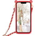 thumbnail image 2 of for Crossbody iPhone 13 Pro Max Wallet Case with Neck Strap Lanyard Credit Card Holder Purse Handbag Case for Women Girls Silicone Rubber Soft Protection Cover for iPhone 13 Pro Max Red, 2 of 16