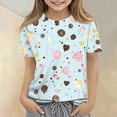 thumbnail image 2 of Grblisyd Girls Shirts Kids Summer Fashion Cute Cartoon Print Crewneck Short Sleeve Tops Casual Tees 10-12 Years, 2 of 5