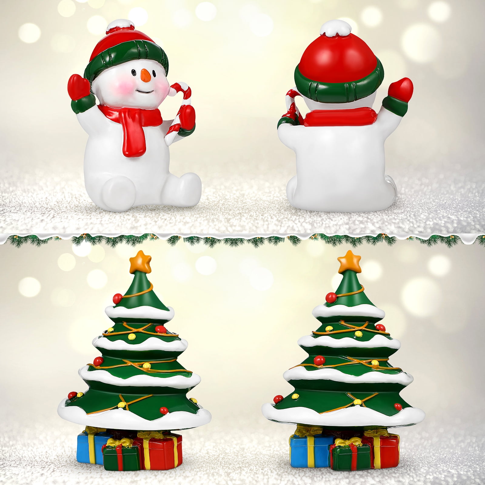 15 Pcs Fish Tank Accessories Christmas Snowman Ornaments Mini