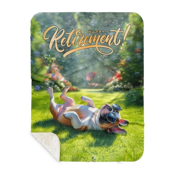 Happy Retirement with French Bulldog Enjoy Life Rest Time Cozy Sherpa Blanket Dog Lover Gifts Warm Soft Throw Blanket - 02027