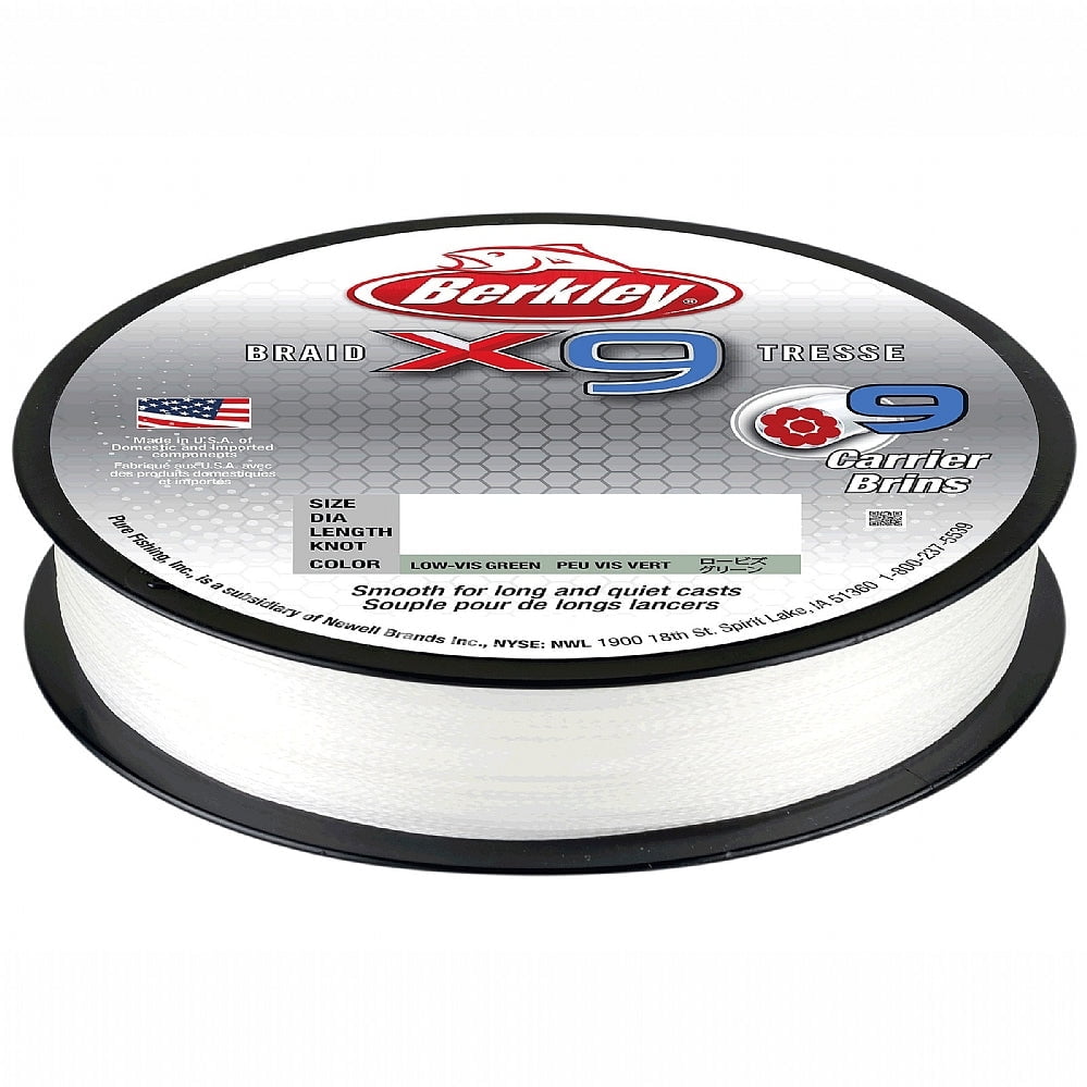 Berkley x9 Braid Fishing Line, Low-Vis Green, 15 lb Test Strength, 2188 yd