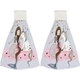 thumbnail image 2 of 1 Pcs Hanging Towels, Dish Towels Unicorn and Mermaid Absorbent Hand Towels with Hanging Loop Washcloth for Bathroom Kitchen, 2 of 7