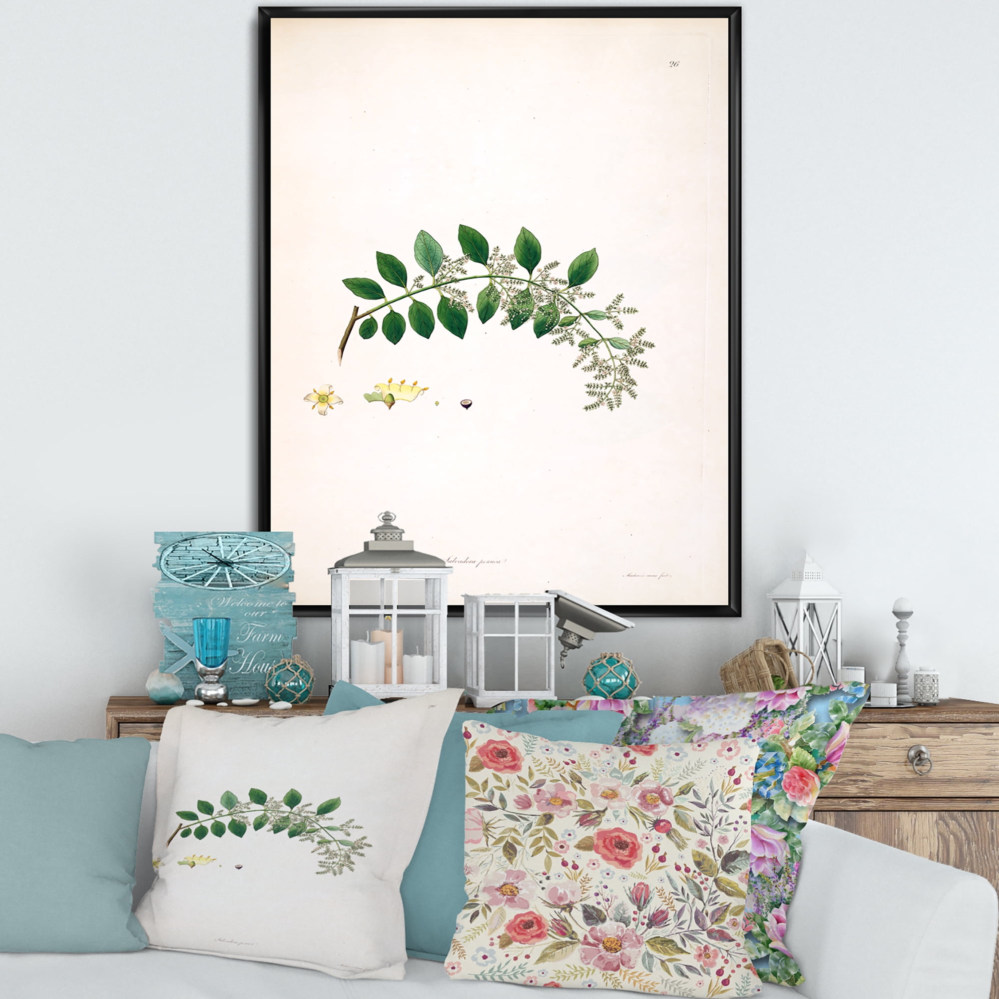 Designart 'Ancient Plant Life XVIII' Farmhouse Framed Canvas Wall Art Print
